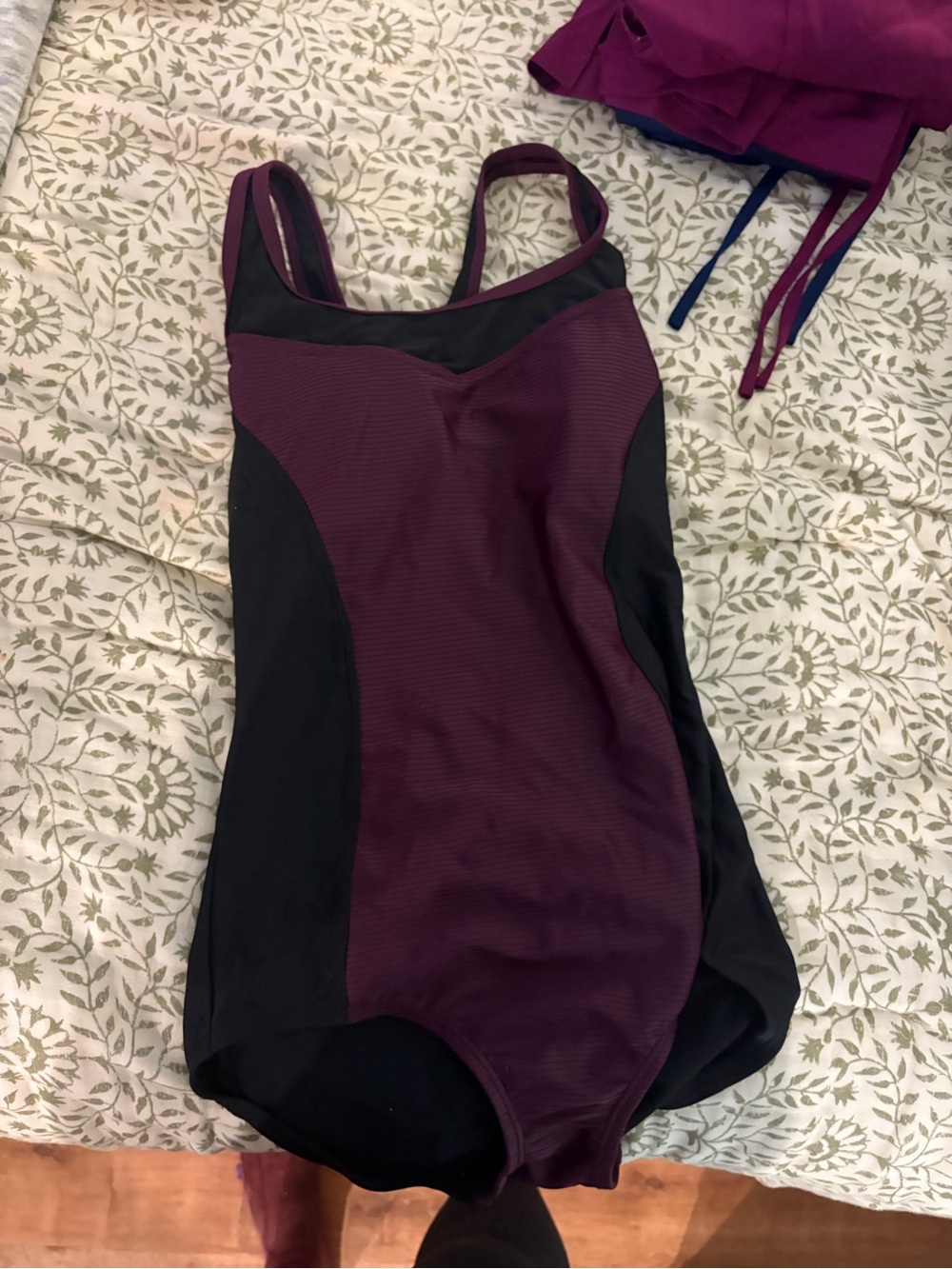 Women’s Black and Plum One-Piece Swimsuit